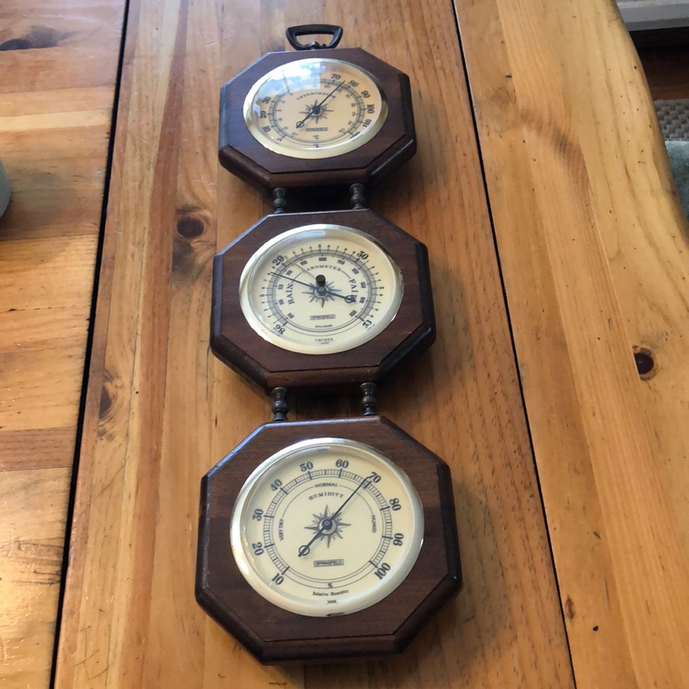 Springfield thermometer, barometer, humidity made in the USA vintage.
